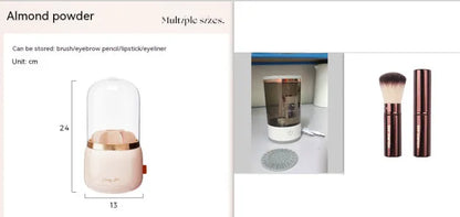 Grey and white portable electric makeup brush cleaner machine with USB charging cable