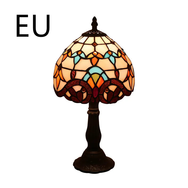 Retro yellow glass bedside table lamp with resin base, 20 x 12 x 35cm, Mediterranean style