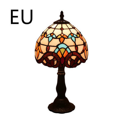 Retro yellow glass bedside table lamp with resin base, 20 x 12 x 35cm, Mediterranean style