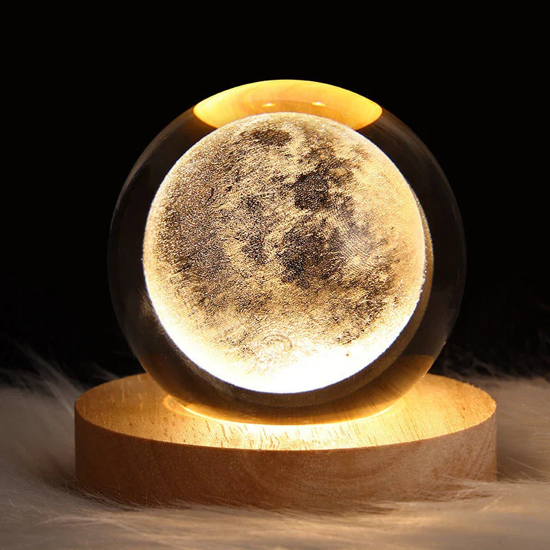 Enchanting galaxy crystal ball night light with 3D pattern, creating a mesmerizing celestial display for bedroom decor