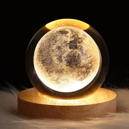 Enchanting galaxy crystal ball night light with 3D pattern, creating a mesmerizing celestial display for bedroom decor