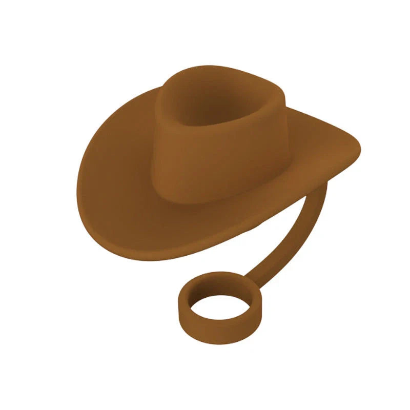 Stylish cowboy hat-shaped straw covers made of food-grade silicone in vibrant macaroon colors for protecting and decorating drinks
