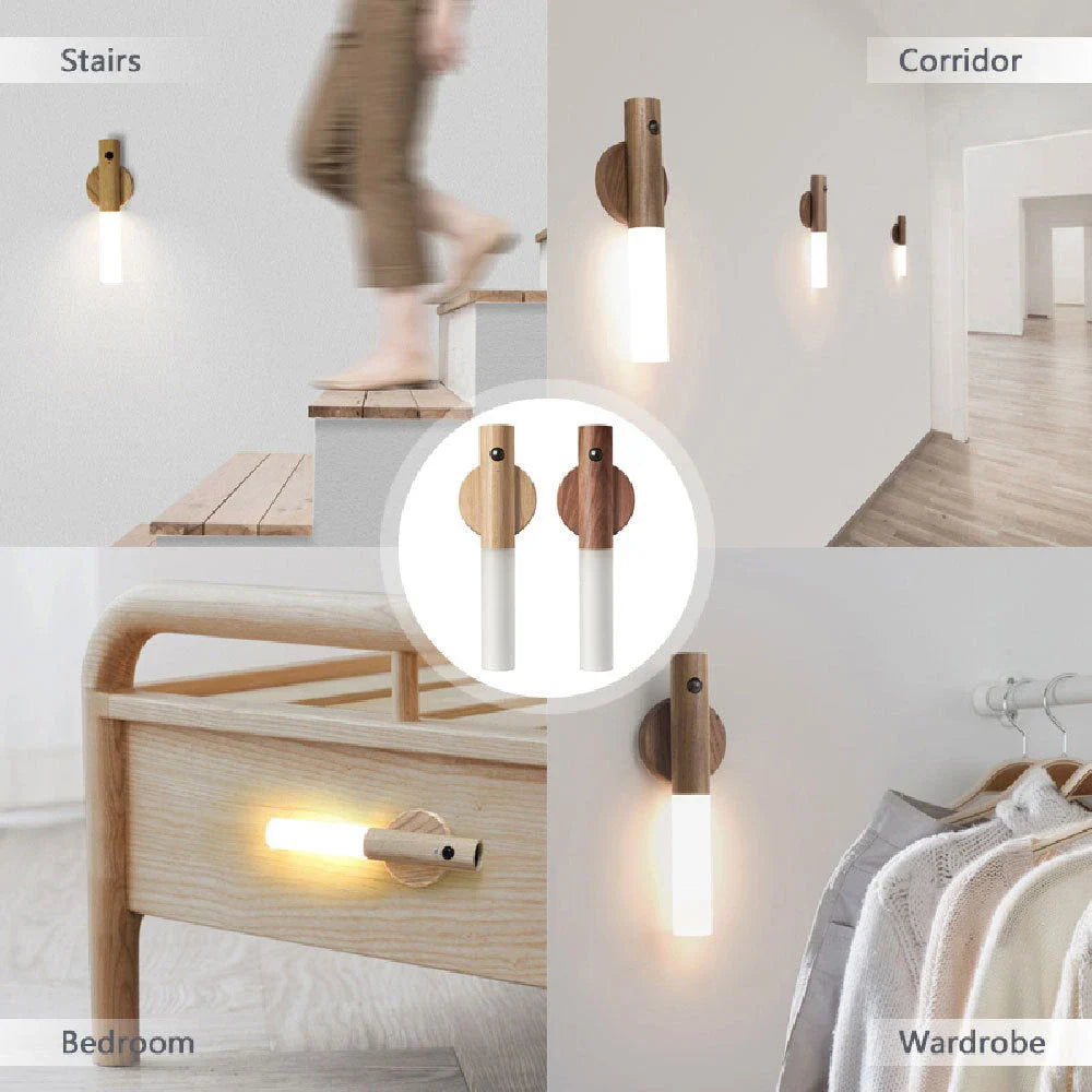 Versatile USB-powered magnetic night light with motion sensor for illuminating hallways, closets, and cabinets