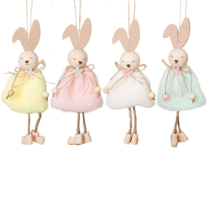 Cartoon rabbit cloth pendant Easter decoration hanging from a ribbon.