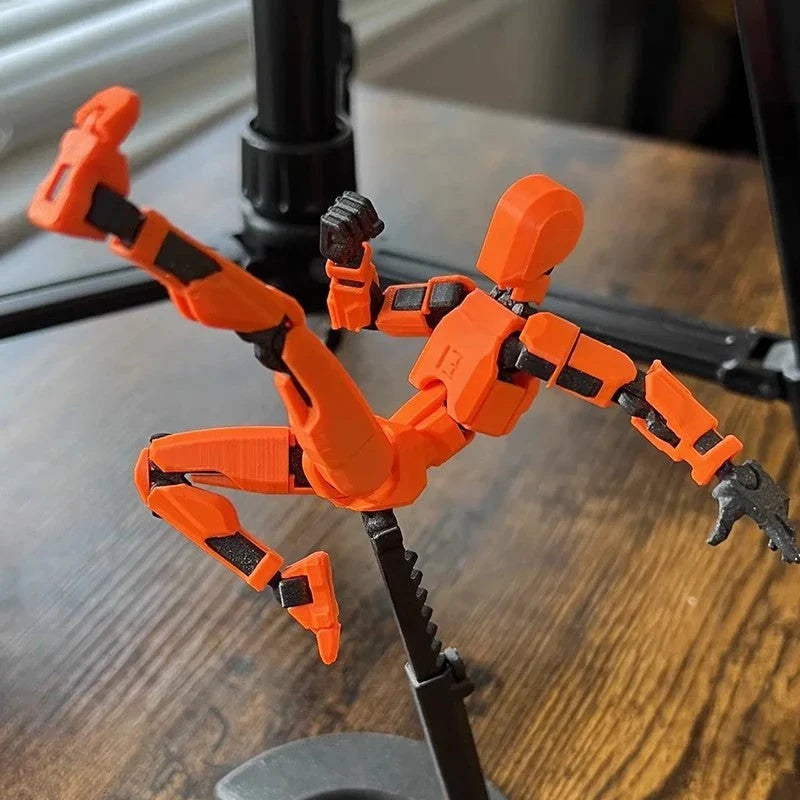 Customizable 3D printed multi-jointed action figure robot toy in various vibrant colors