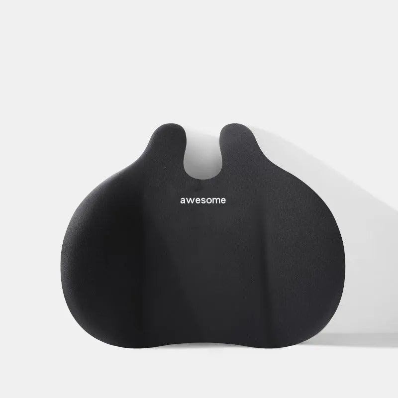 Car headrest and lumbar support pillow set in fabric with cotton filling.