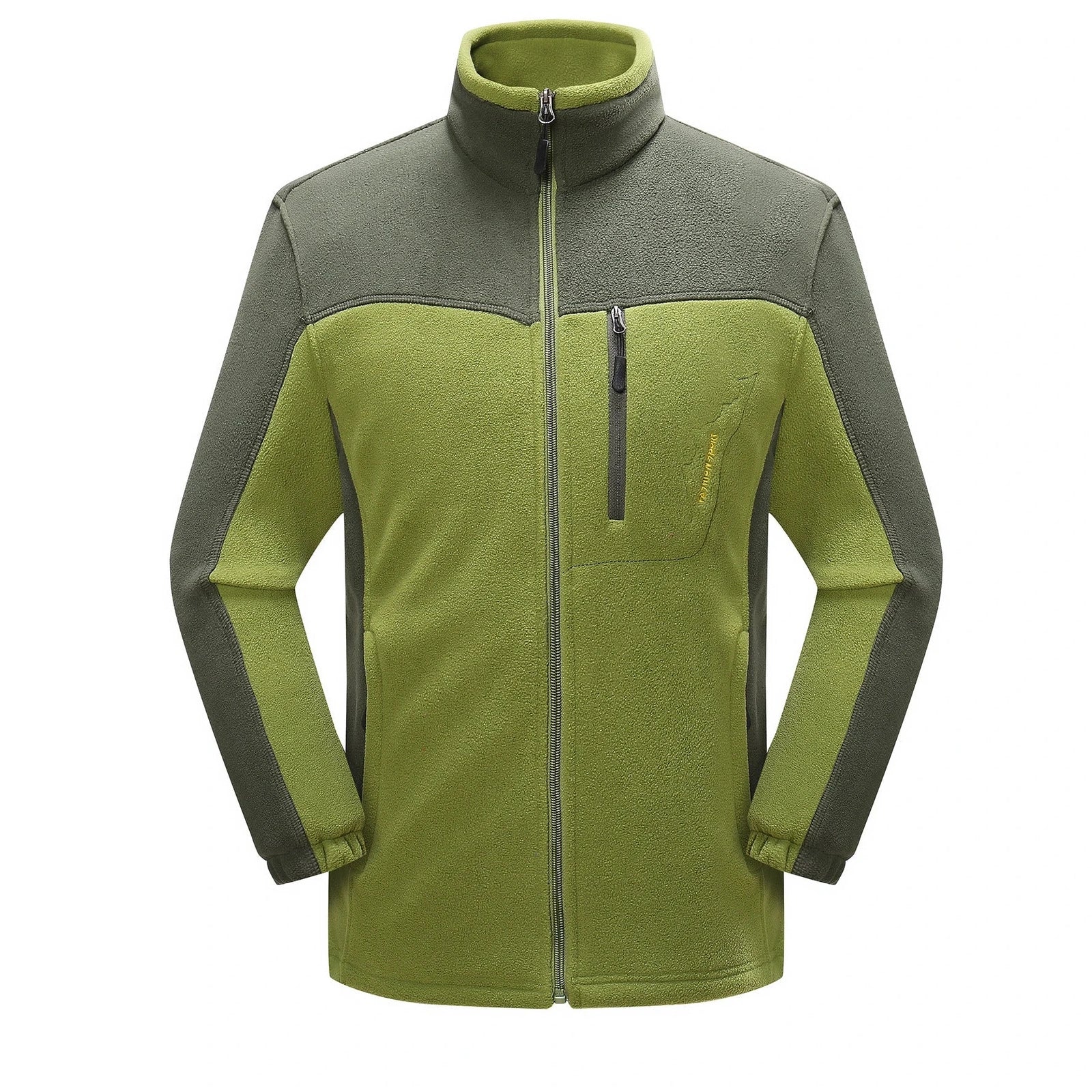 Polar fleece couple cardigan with contrasting colour panels in autumn winter wear