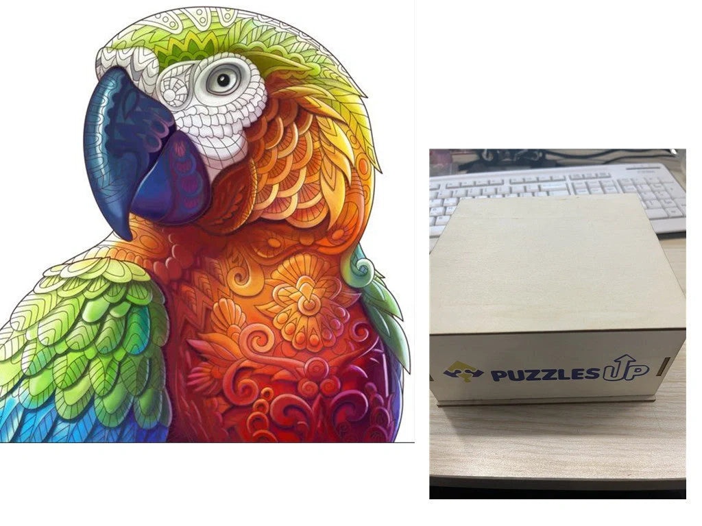 Animal Puzzle Set in A3 size with wooden storage box, vibrant animal designs for educational fun