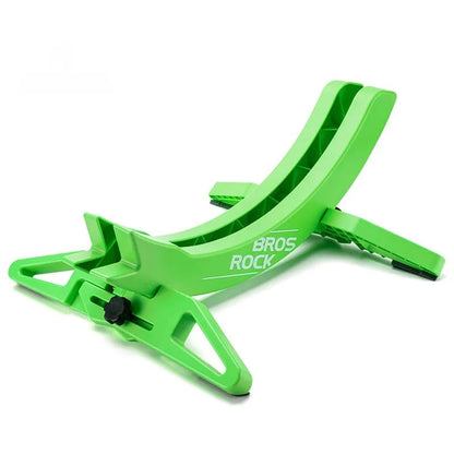 A black wall-mounted ABS plastic bracket holding a mountain bike vertically for storage.