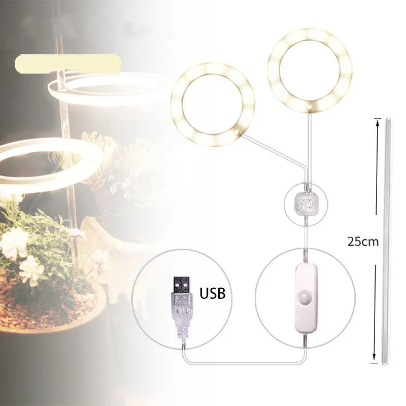 USB LED plant grow light with acrylic stick in multiple head configurations