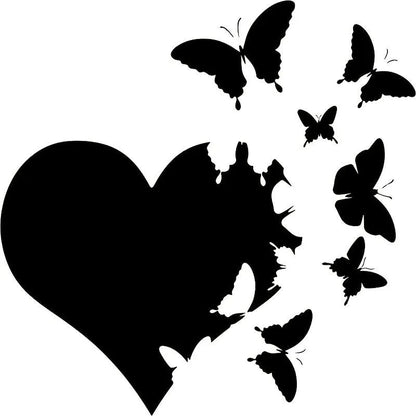 Love Butterfly car decoration sticker in plastic measuring 15x15cm in six colour options