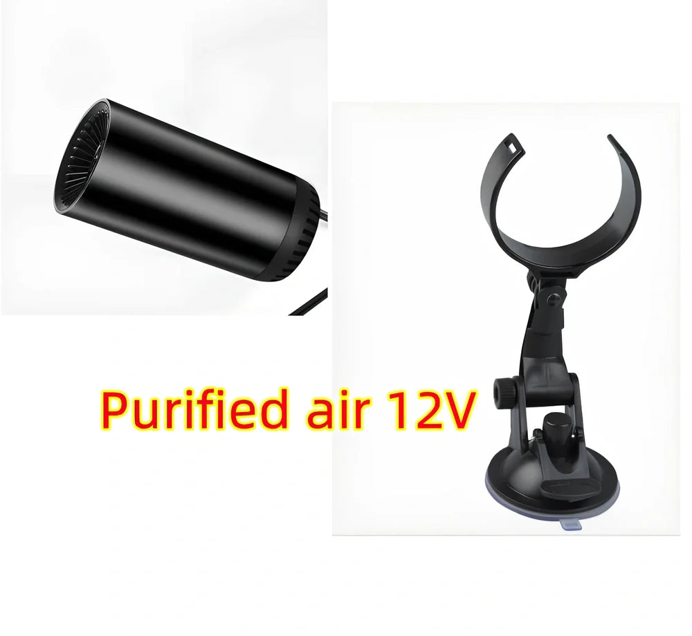 Black grey 12V car heater measuring 15cm × 7cm with 1.5m cable for windshield defogging