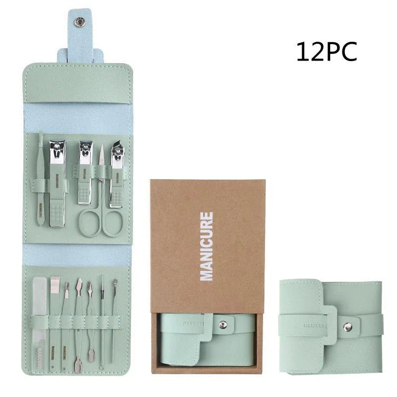Premium 16-Piece Manicure Set with Stainless Steel Tools and Stylish PU Leather Case