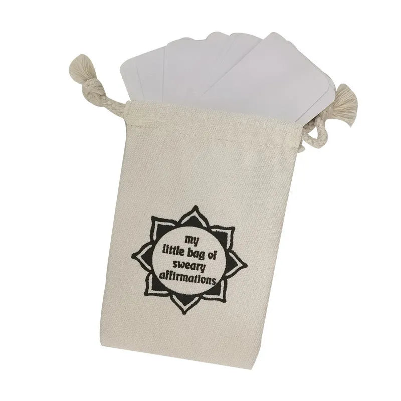 Funny affirmation card set showing 16 cards with soft healing designs in greeting card bag size
