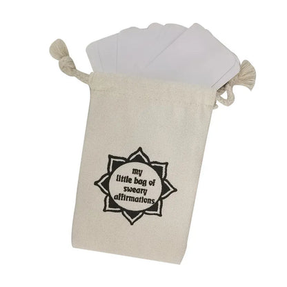 Funny affirmation card set showing 16 cards with soft healing designs in greeting card bag size
