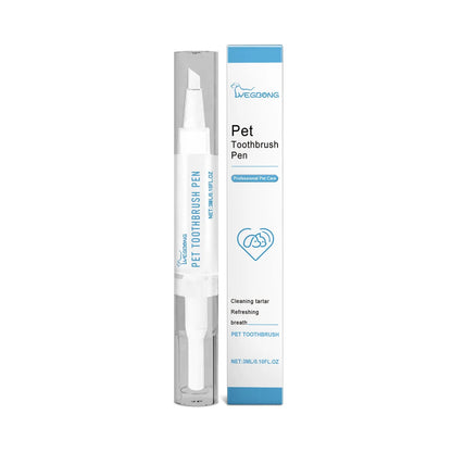 Pet teeth cleaning brush with 3ml capacity and 12.5cm handle for dog and cat dental care
