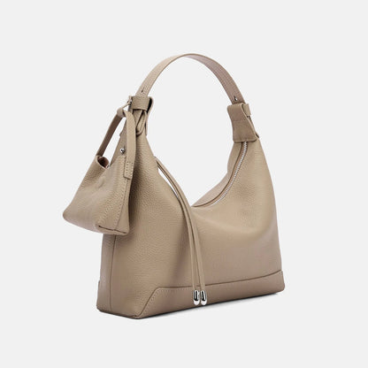 Genuine leather ladies shoulder bag in urban simplicity style available in three colours