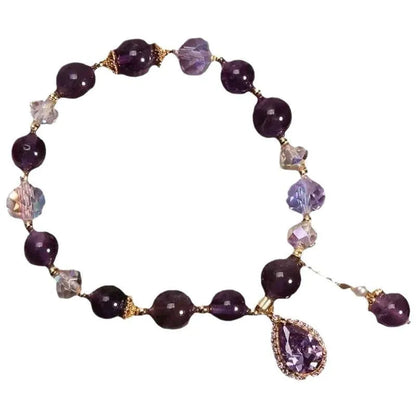 Purple amethyst crystal bracelet for women with micro inlay stone setting