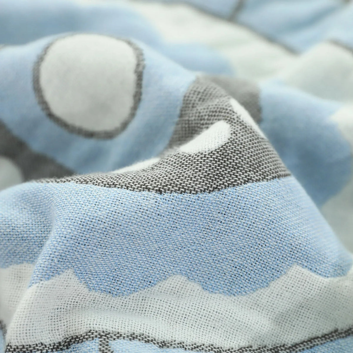 Pure cotton five-layer towel blanket with bohemian plant print, shown in blue or orange, 150x200cm or 200x230cm