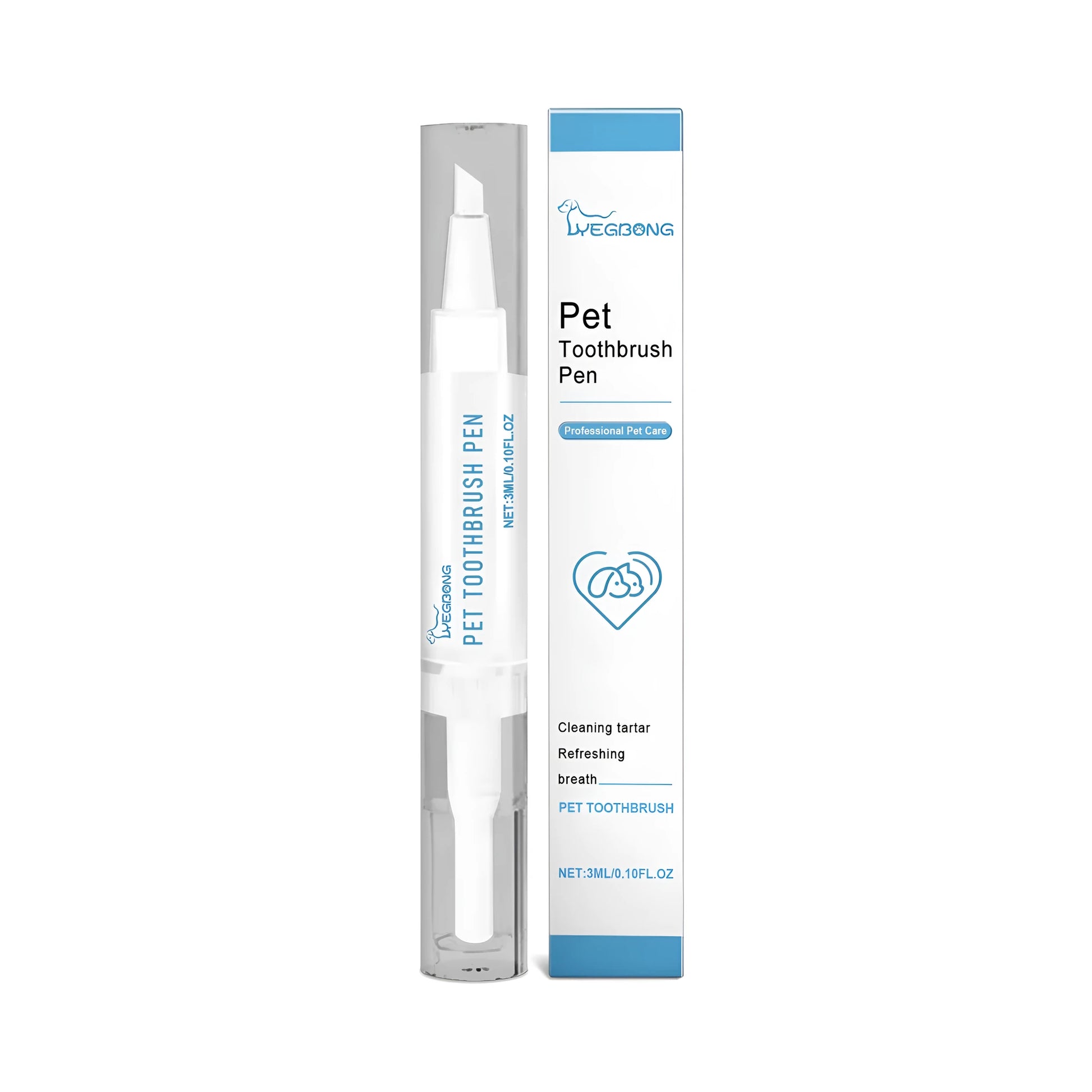 Pet teeth cleaning brush with 3ml capacity and 12.5cm handle for dog and cat dental care
