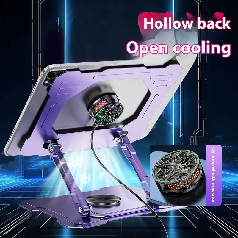 Carbon steel folding rotating notebook bracket, 260 x 220 x 46mm, for tablet and laptop desks