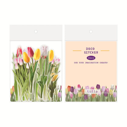 Enchanting collection of transparent floral, mushroom, and fern stickers for DIY crafting and design