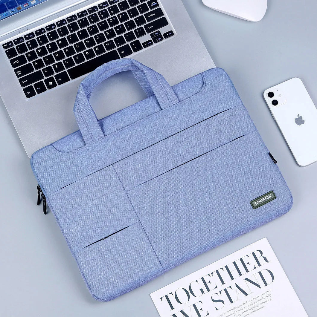 Waterproof Oxford cloth 15.6-inch laptop bag for business in dark grey with sewing line detail