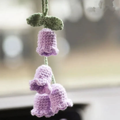 Green and white fishing style car plant decoration with 8cm base and 25cm hanging rope
