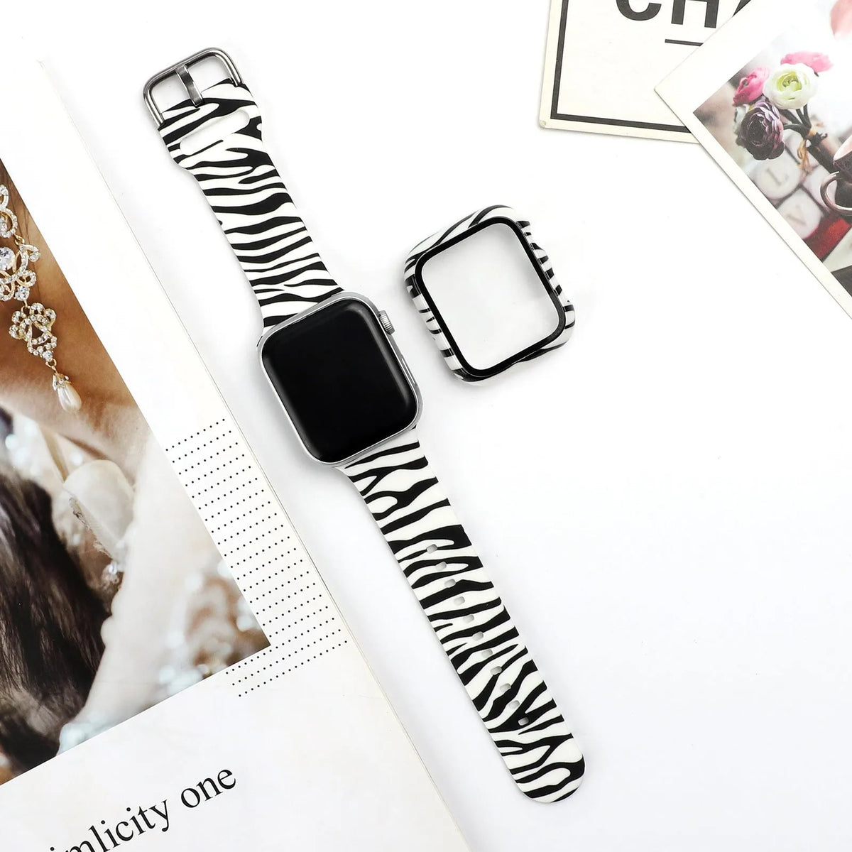 Printed silicone Apple Watch strap replacement band in multiple colours and patterns
