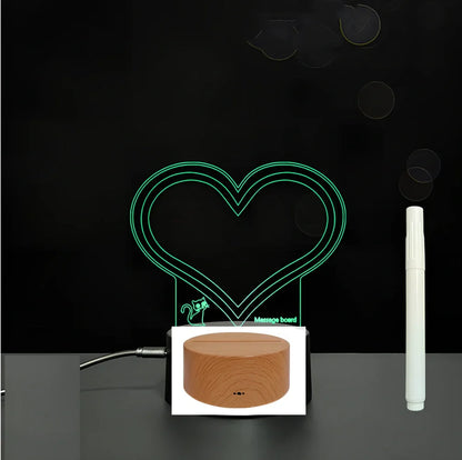 3D acrylic LED message board on black ABS base, 96cm x 40cm, with touch colourful lights and stylus