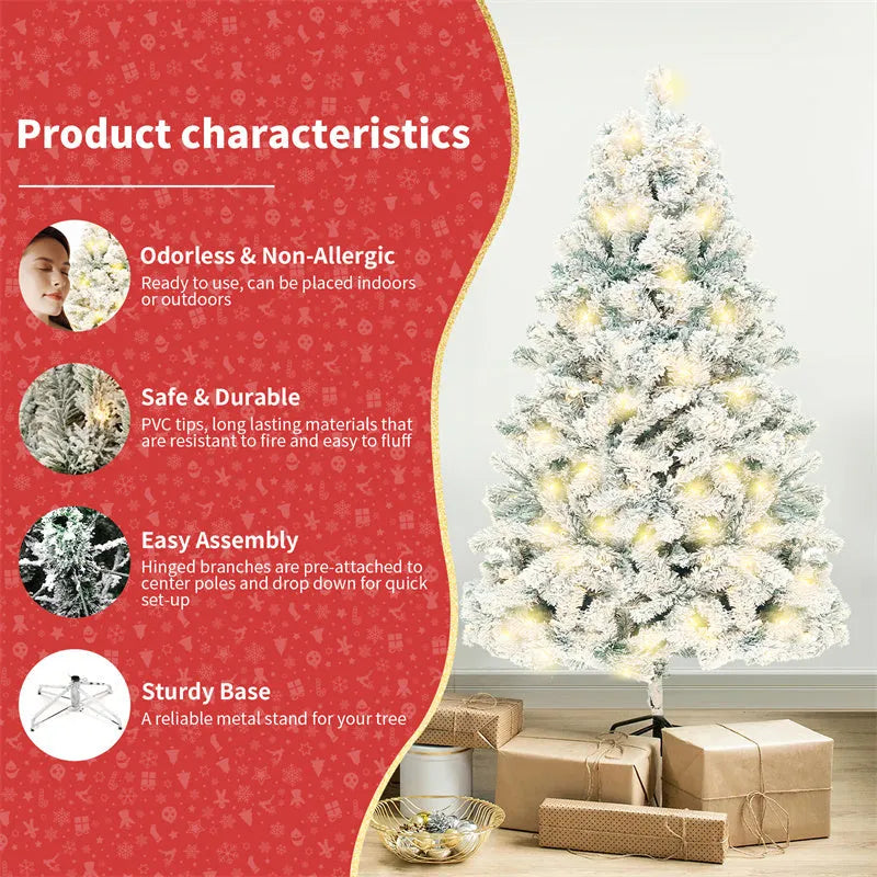 PVC Artificial Snow Christmas Tree with Metal Stand: A 180cm or 230cm Festive Centrepiece Designed for Yearly Reuse and Sturdy Tree Topper Support