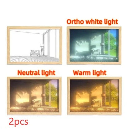 Customizable illuminated picture frame with adjustable LED lighting for home decor