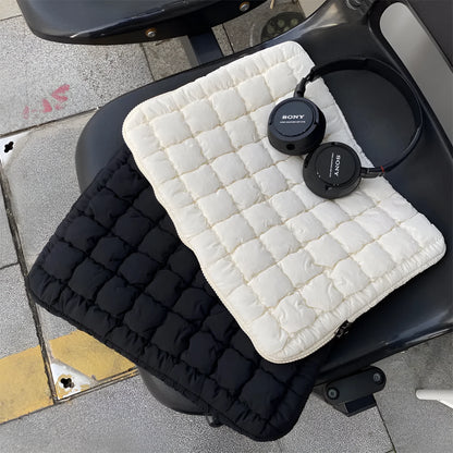 Nylon laptop bag with cloud cotton storage compartments in black or white colour options