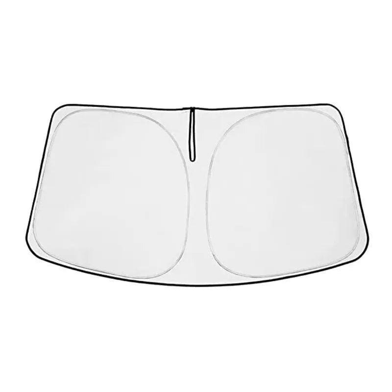 Silver tape sunshade cover fitted on a Toyota NOAH XOVY 90 series front windshield.