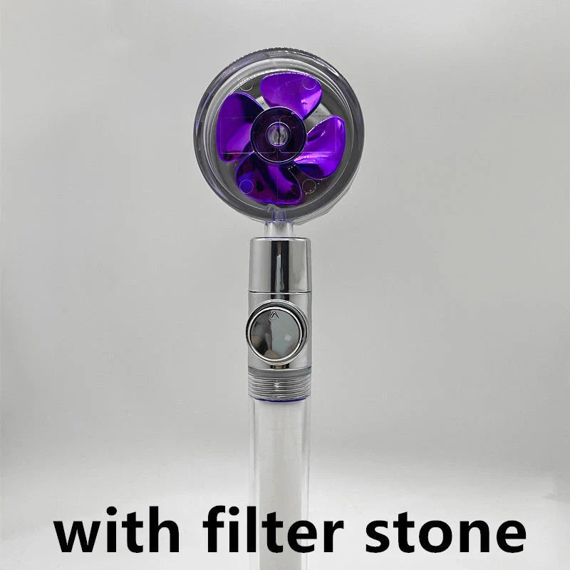 360° Rotating Shower Head with Built-In Fan - Premium ABS Plastic Construction, Water-Saving High-Pressure Spray