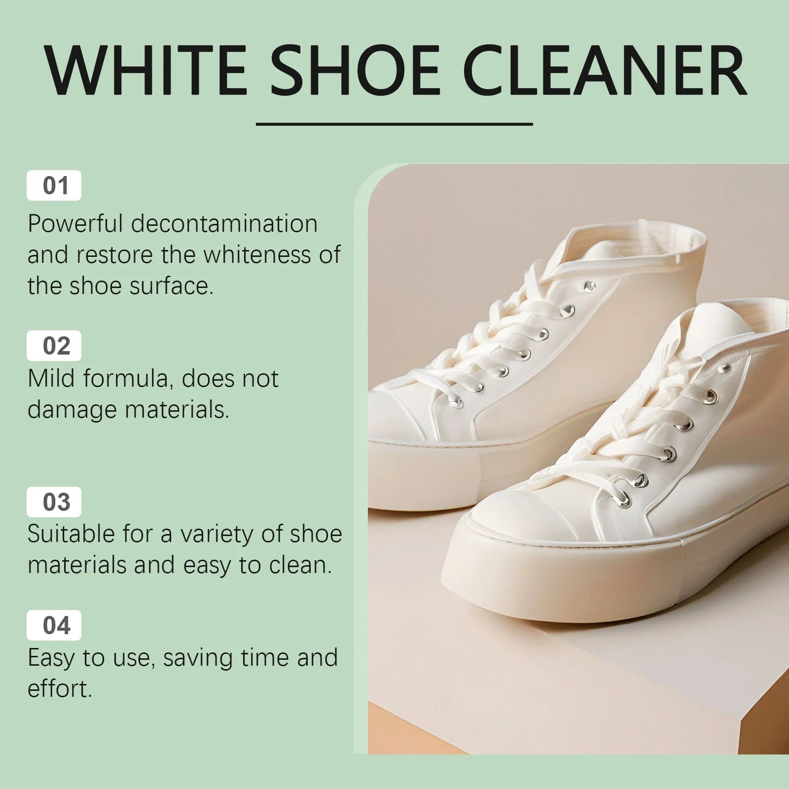 White disposable shoe cleaning cream kit showing 100g tube and sponge applicator