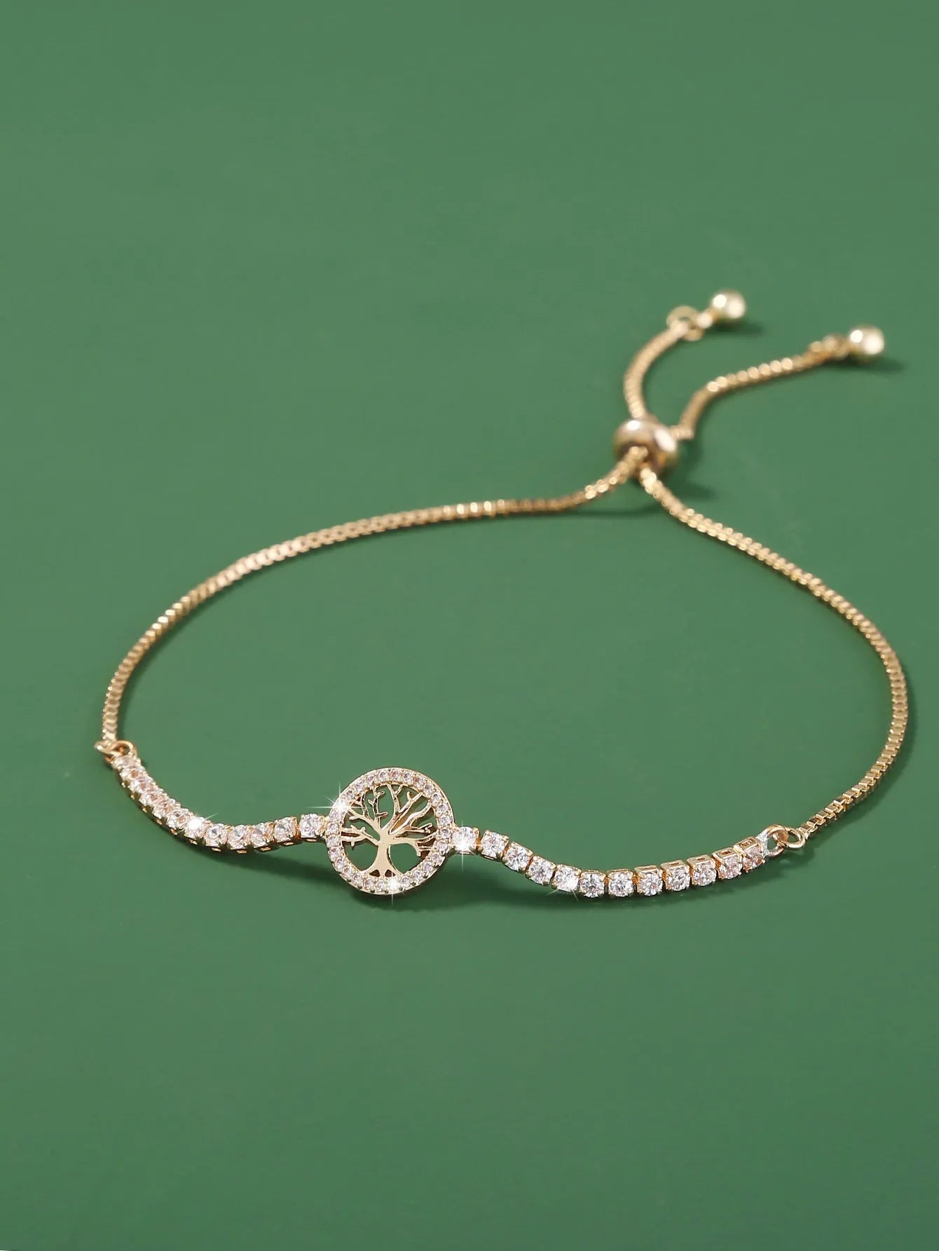 Electroplated lucky tree zircon bracelet for women in European American jewellery style