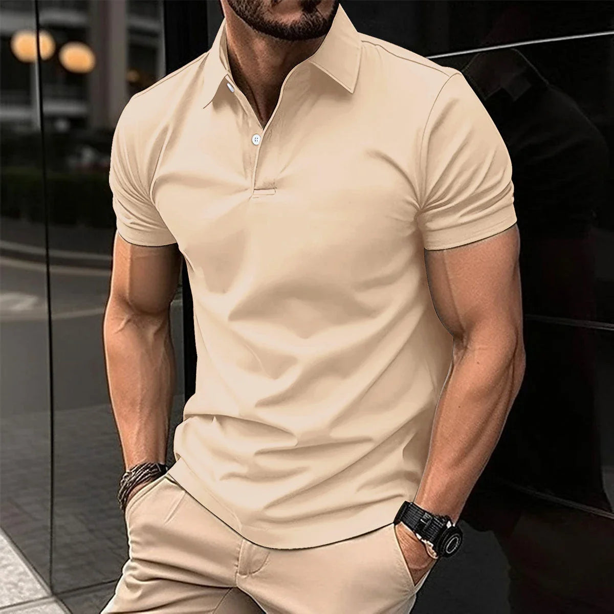 Premium cotton polo shirt for men in various solid colors and sizes