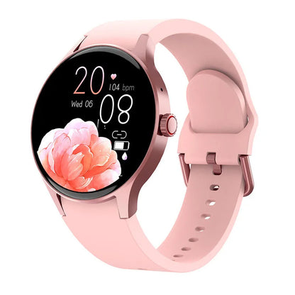 Smart watch with blood sugar and heart rate monitoring on wrist showing AMOLED display