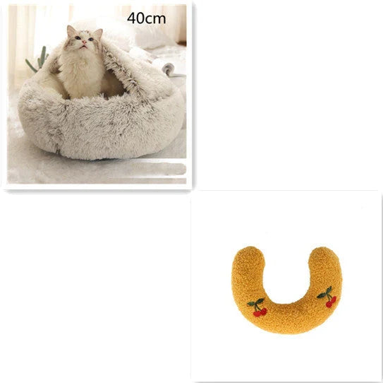 Cozy All-in-One Pet Bed in various colors and sizes, providing a plush and comfortable retreat for cats and dogs