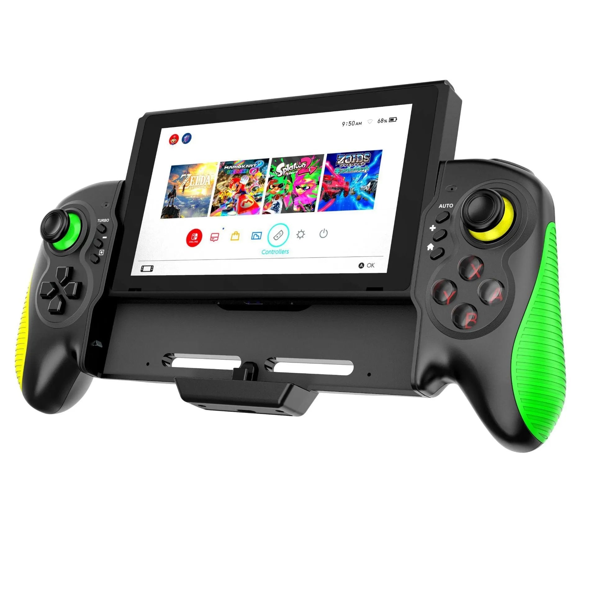 Yellow-green game controller with somatosensory function for Switch and PC gaming