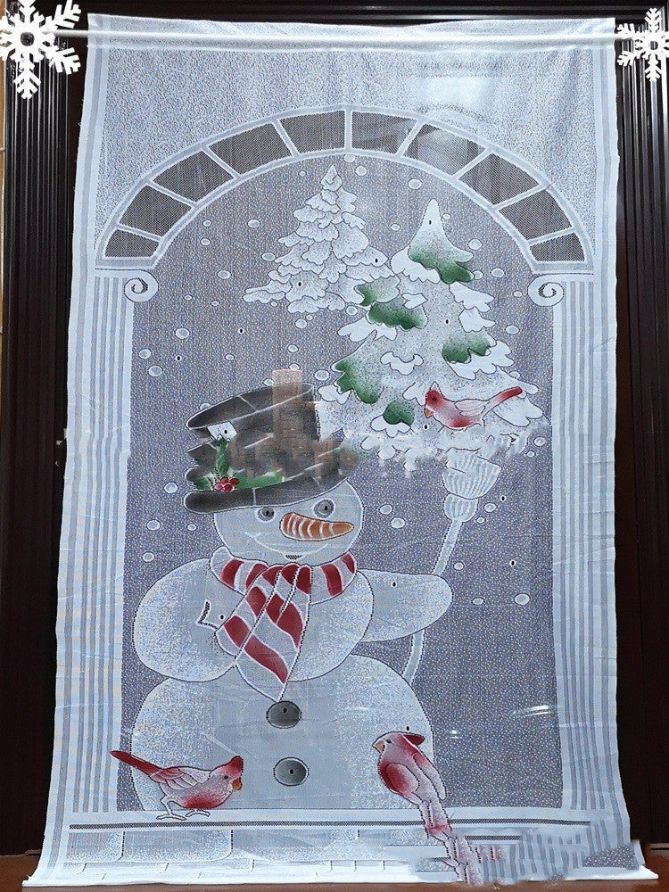 Christmas-themed blackout curtains with Santa, snowmen, and deer designs, available with or without LED lights