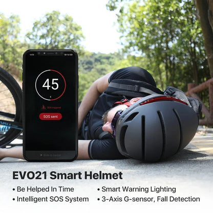 Smart bicycle helmet with integrated LED safety lights for night cycling in multiple colour options