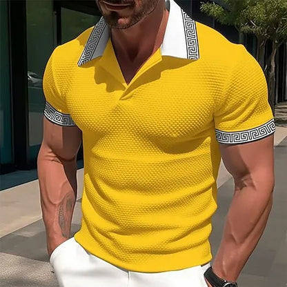 Men's loose striped summer t-shirt in polyester fabric with short sleeves for casual wear