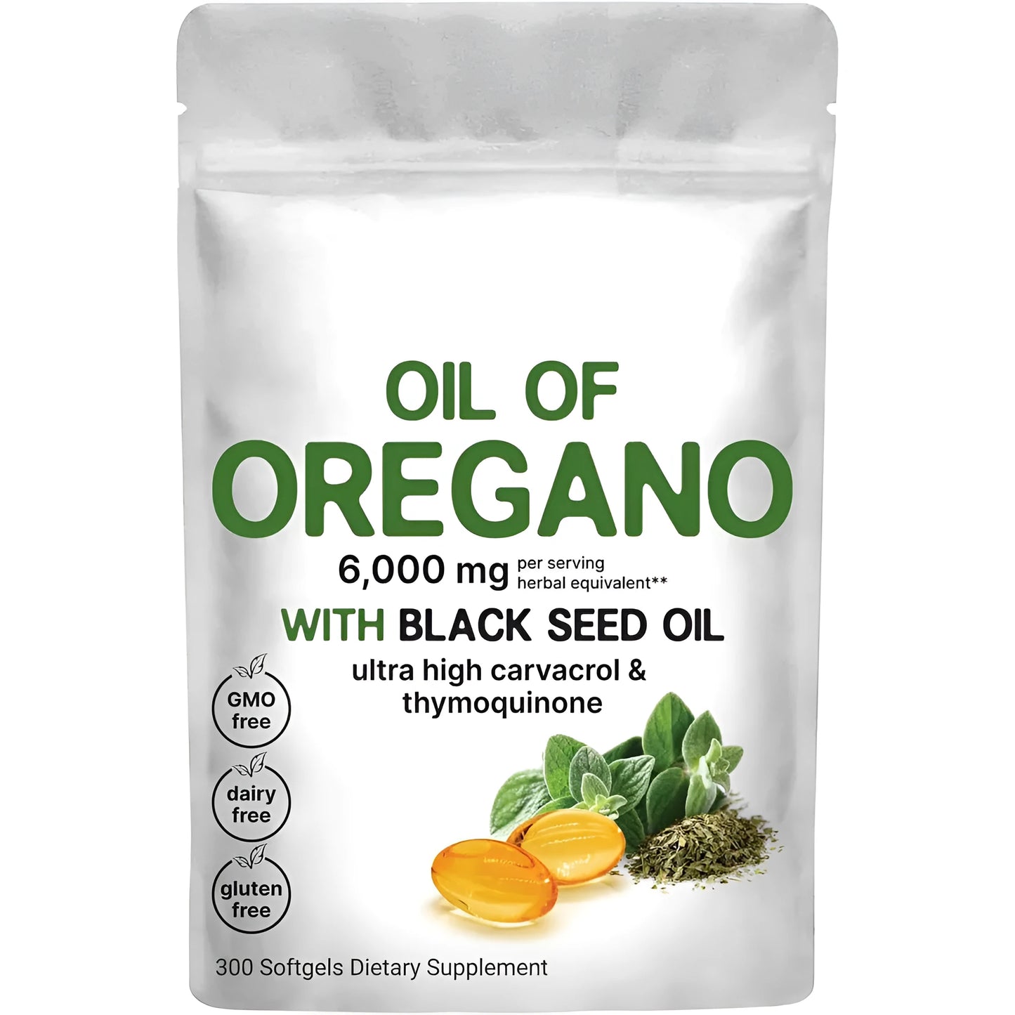 Butter Black Seed Oil Soft Capsules bottle showing 180 or 300 tablets with soft gel design