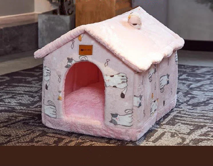 Cozy and Foldable Pet Bed for Dogs and Cats: Premium Synthetic Fur, Self-Warming, and Non-Slip Design