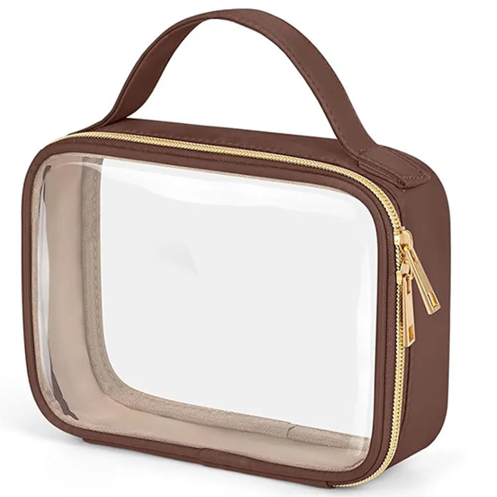 Transparent PVC lipstick storage bag with detachable chain showing 7.85-inch dimensions