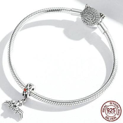 Silver electroplated spider bead pendant, 1.9cm by 1.4cm, 1.3g, with 0.45cm aperture for jewellery making, colour SCC1959