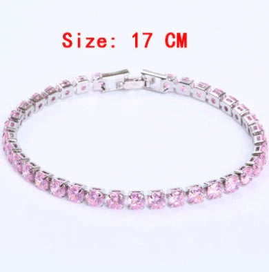 Cubic Zirconia Tennis Bracelet with AAA+ stones and copper box chain in various colours