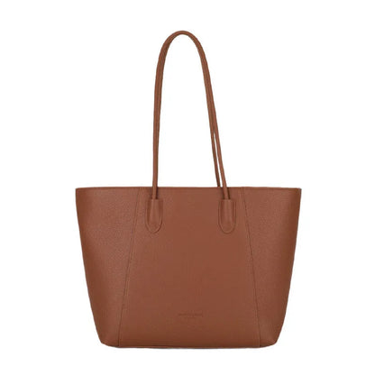 PU leather soft bucket shoulder tote bag with synthetic leather lining, outer sandwich pocket and zipper change bag